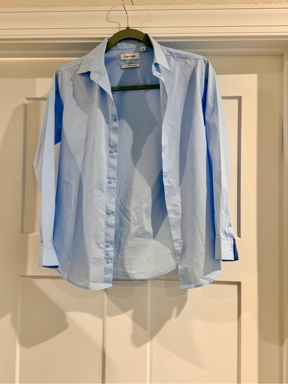 Slim fit Calvin Klein Men's Light Blue Button-Down Dress Shirt